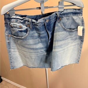 Aeropostale Low Rise Denim Mini Skirt | Light Wash | Raw Hem | Size XL